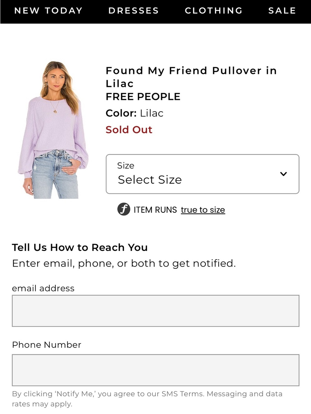 Free People Lilac Balloon-Sleeve Pullover Sweater